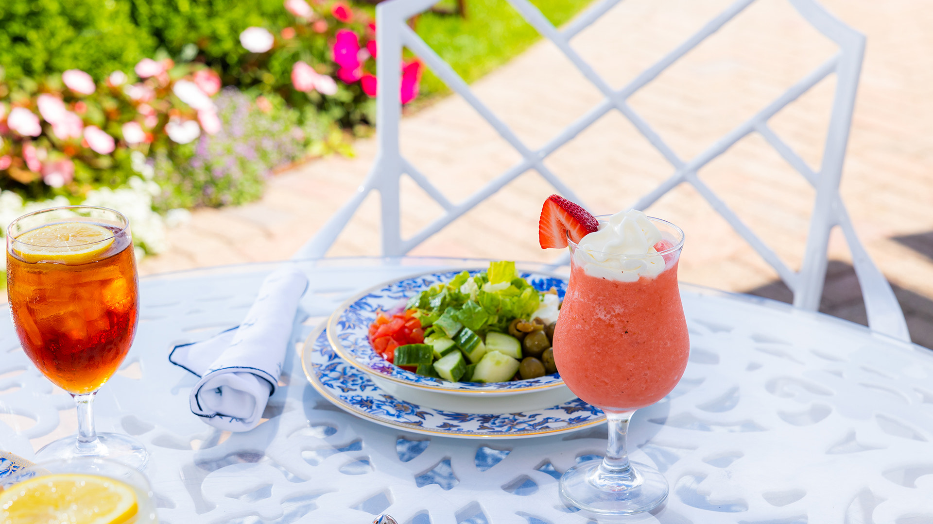 Strawberry cocktail and salad plate