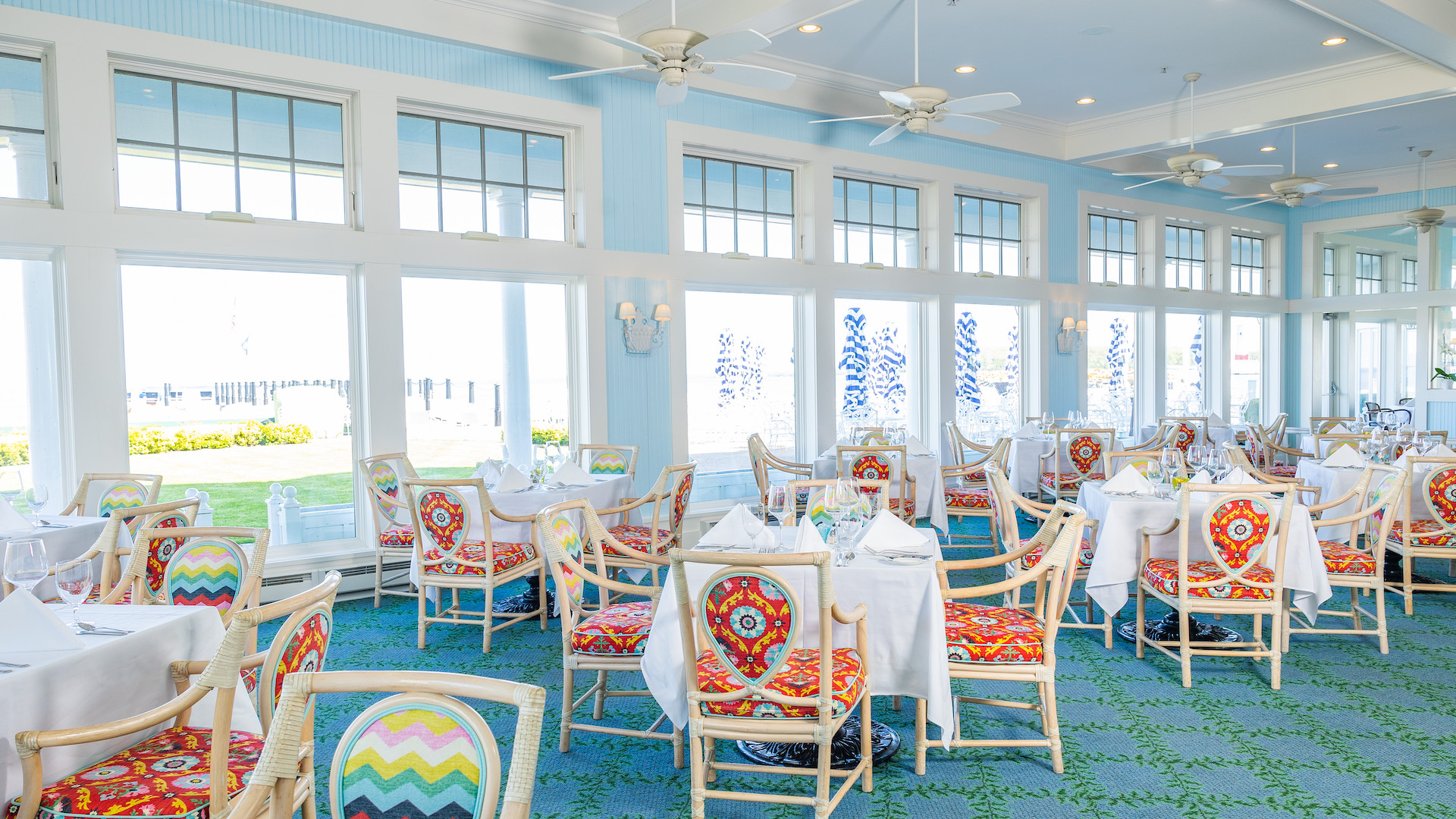 Interior dining room with tables and chairs